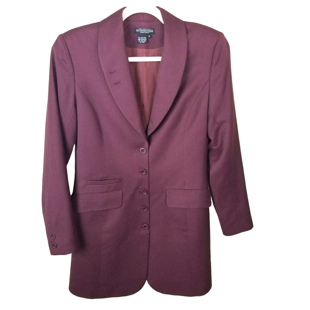 Vintage J. Peterman Womens Wool Blazer Size 4 Dark Academia Classic Career Corp